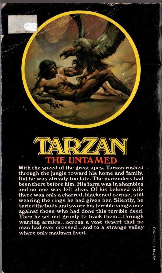 Edgar Rice Burroughs  TARZAN THE UNTAMED magnified rear book cover image
