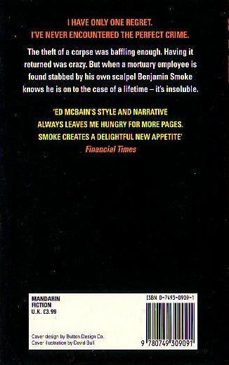 Ed McBain  WHERE THERE'S SMOKE magnified rear book cover image