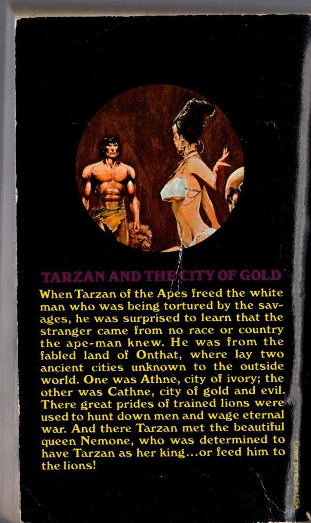 Edgar Rice Burroughs  TARZAN AND THE CITY OF GOLD magnified rear book cover image