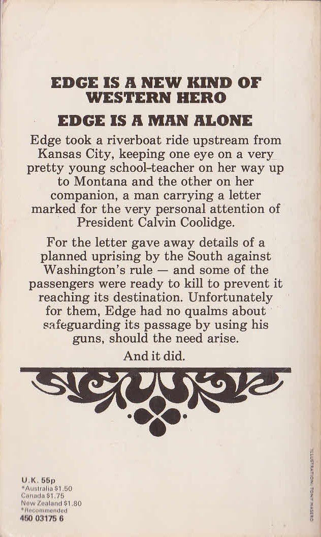 George G. Gilman  EDGE 23: ECHOES OF WAR magnified rear book cover image