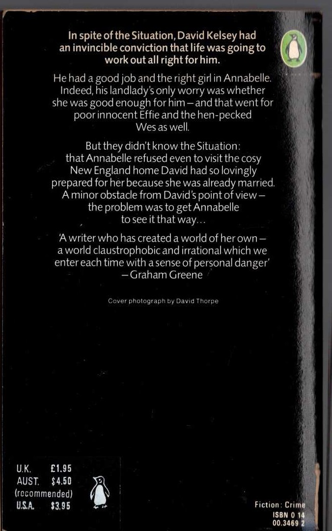 Patricia Highsmith  THIS SWEET SICKNESS magnified rear book cover image