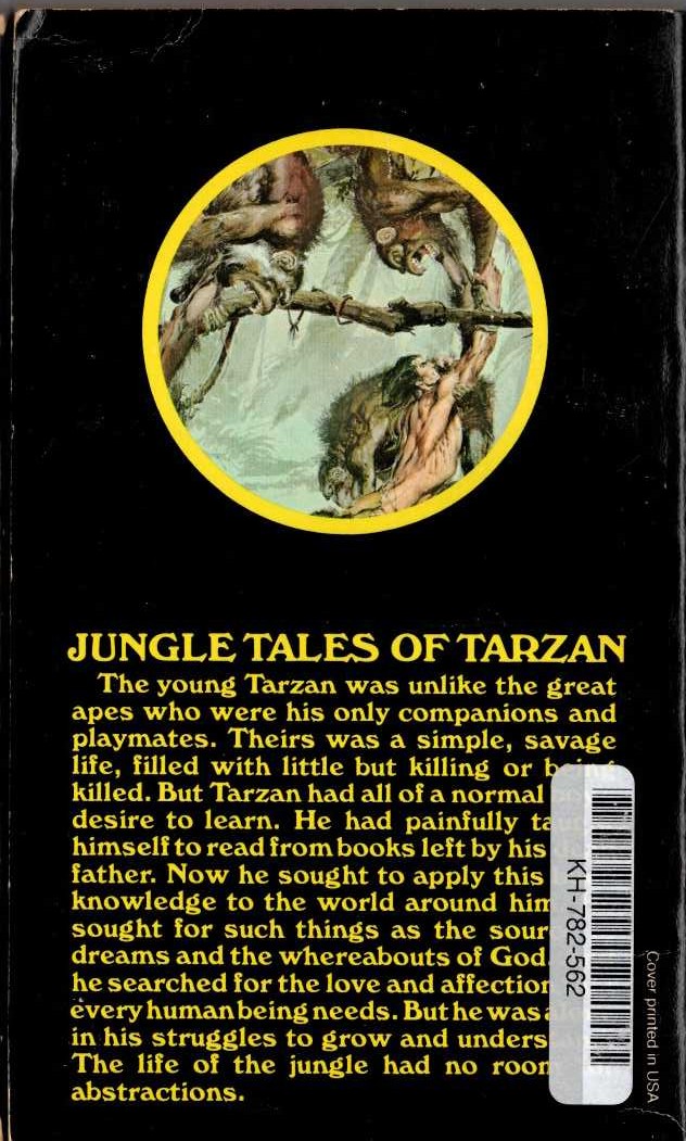 Edgar Rice Burroughs  JUNGLE TALES OF TARZAN magnified rear book cover image