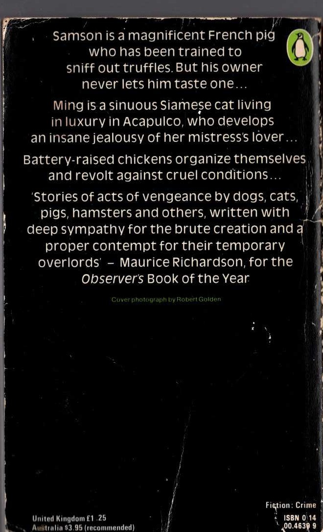 Patricia Highsmith  THE ANIMAL-LOVER'S BOOK OF BEASTLY MURDER magnified rear book cover image