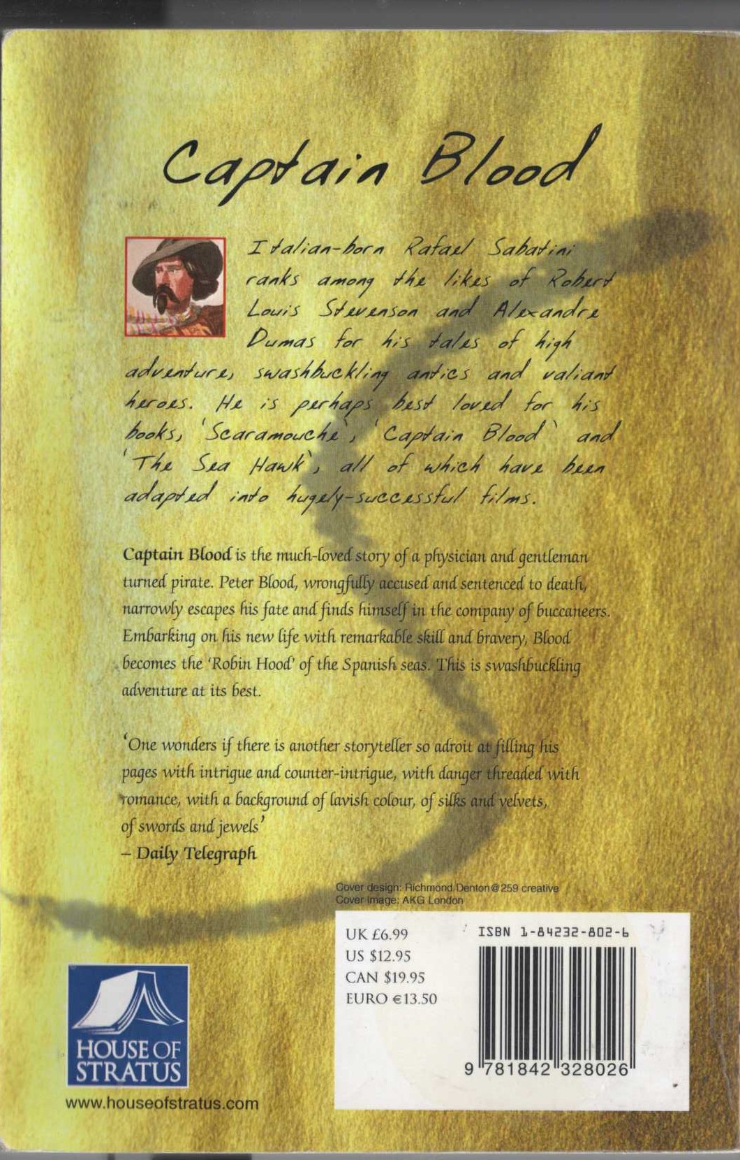 Rafael Sabatini  CAPTAIN BLOOD magnified rear book cover image