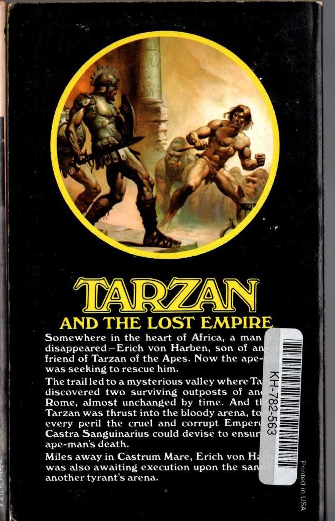 Edgar Rice Burroughs  TARZAN AND THE LOST EMPIRE magnified rear book cover image