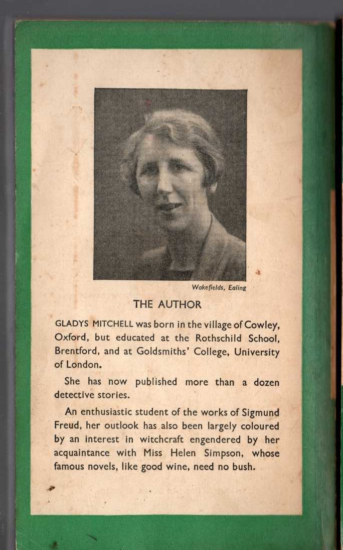 Gladys Mitchell  THE LONGER BODIES magnified rear book cover image