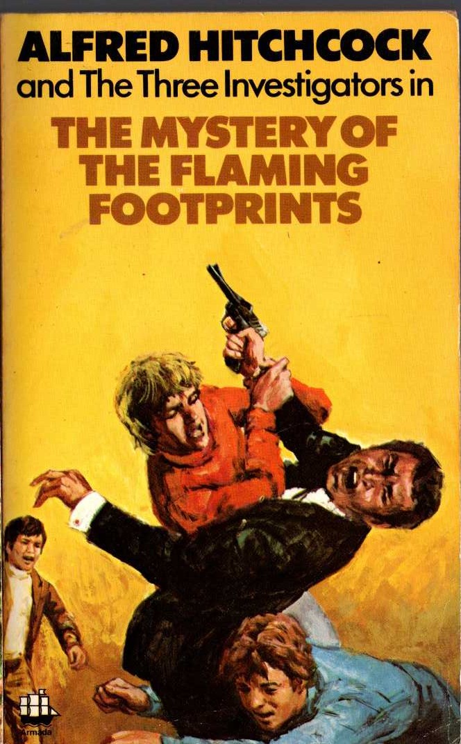 Alfred Hitchcock (introduces_The_Three_Investigators) THE MYSTERY OF THE FLAMING FOOTPRINTS front book cover image
