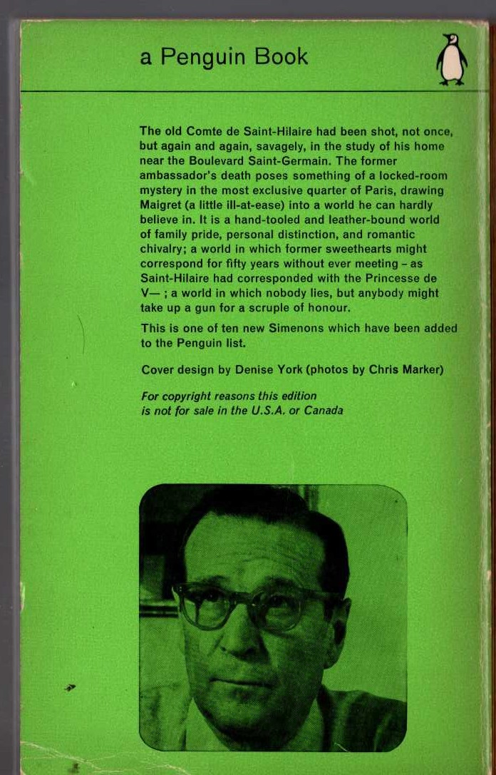 Georges Simenon  MAIGRET IN SOCIETY magnified rear book cover image
