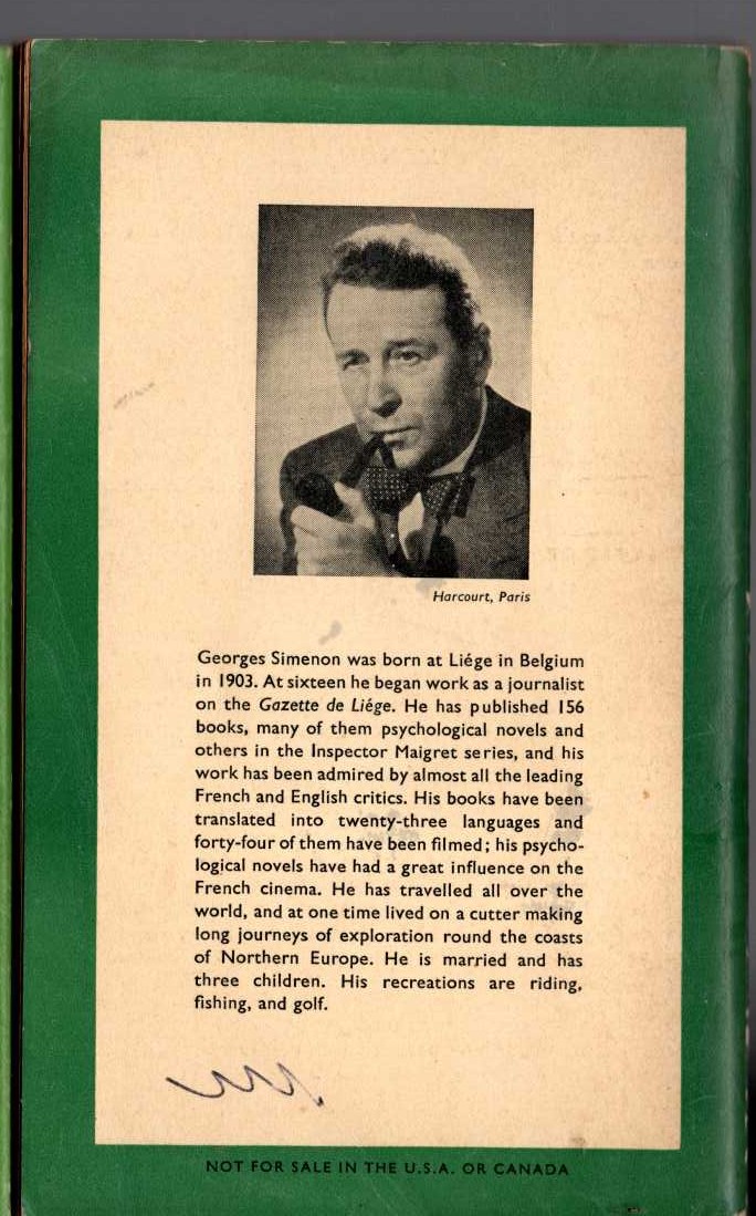 Georges Simenon  MAIGRET IN MONTMARTRE magnified rear book cover image