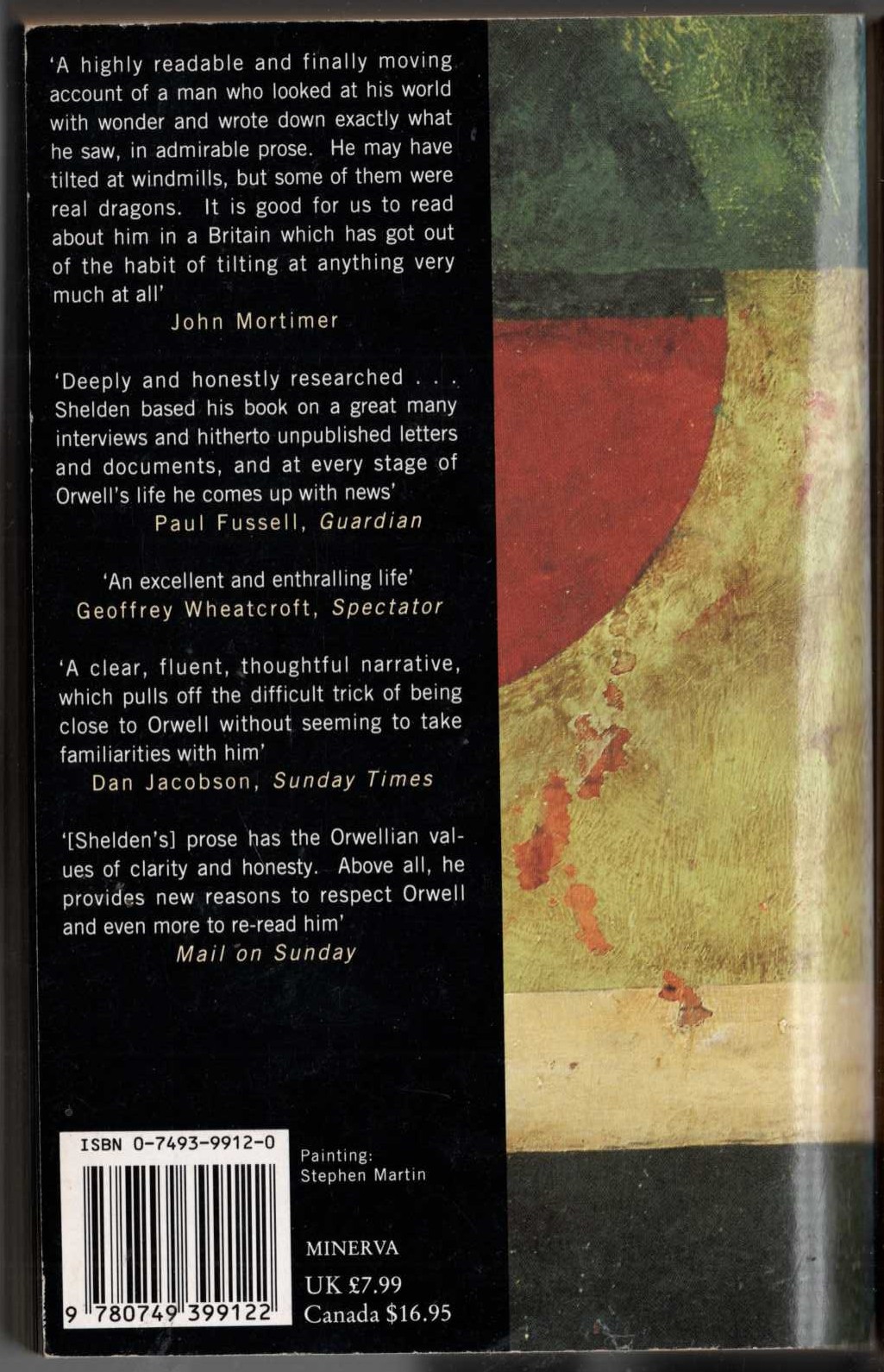 (Michael Shelden) [GEORGE] ORWELL. The Authorised Biography magnified rear book cover image