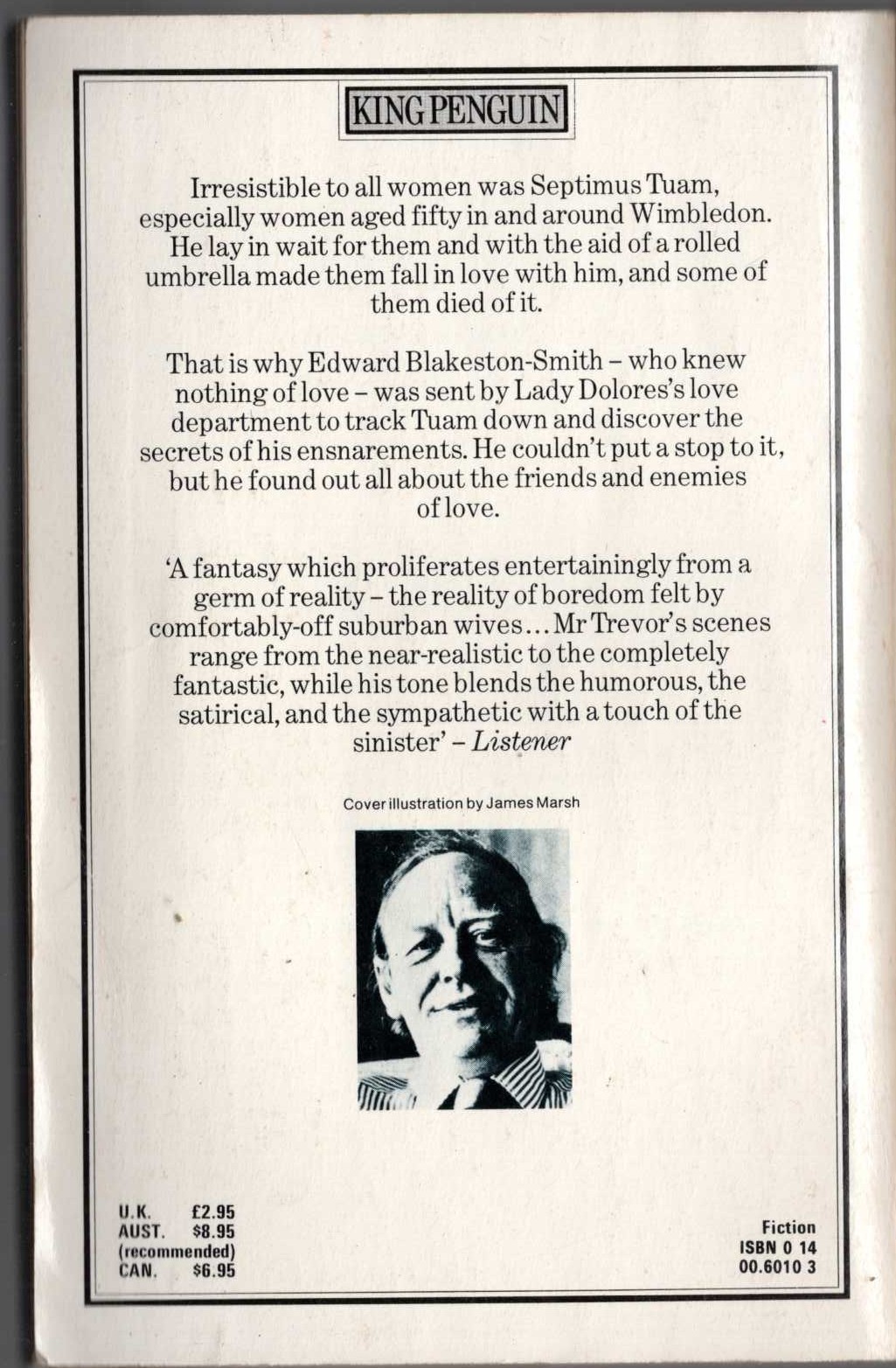 William Trevor  THE LOVE DEPARTMENT magnified rear book cover image