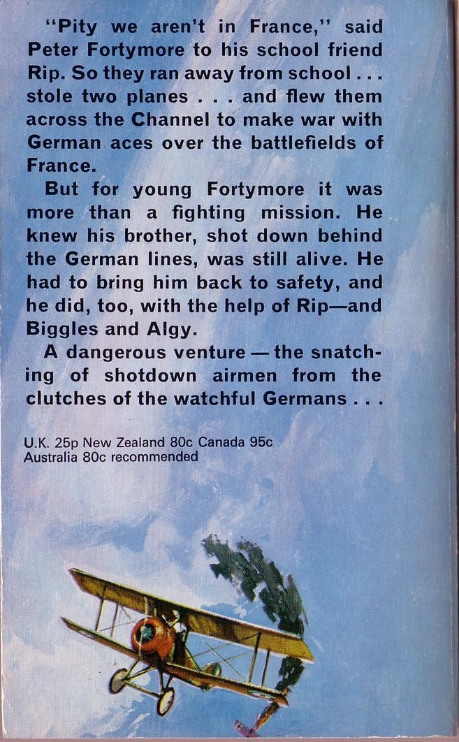 Captain W.E. Johns  BIGGLES - THE RESCUE FLIGHT magnified rear book cover image