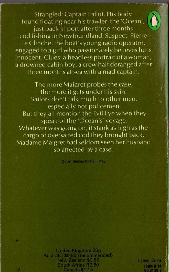 Georges Simenon  MAIGRET THE SAILORS' RENDEZVOUS magnified rear book cover image