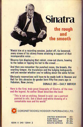 Arnold Shaw  SINATRA magnified rear book cover image