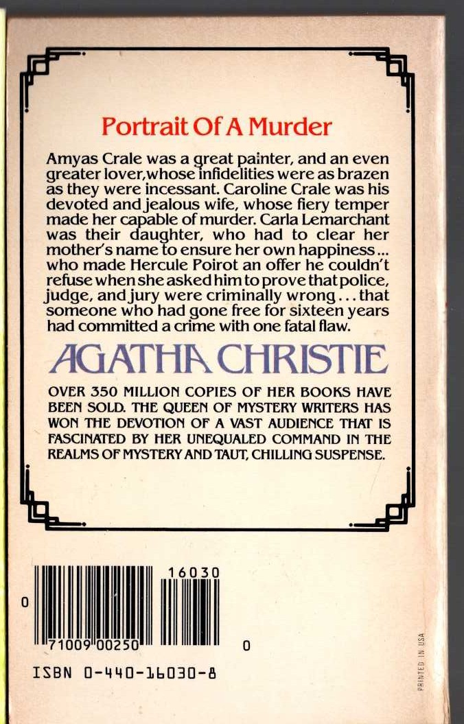 Agatha Christie  MURDER IN RETROSPECT magnified rear book cover image