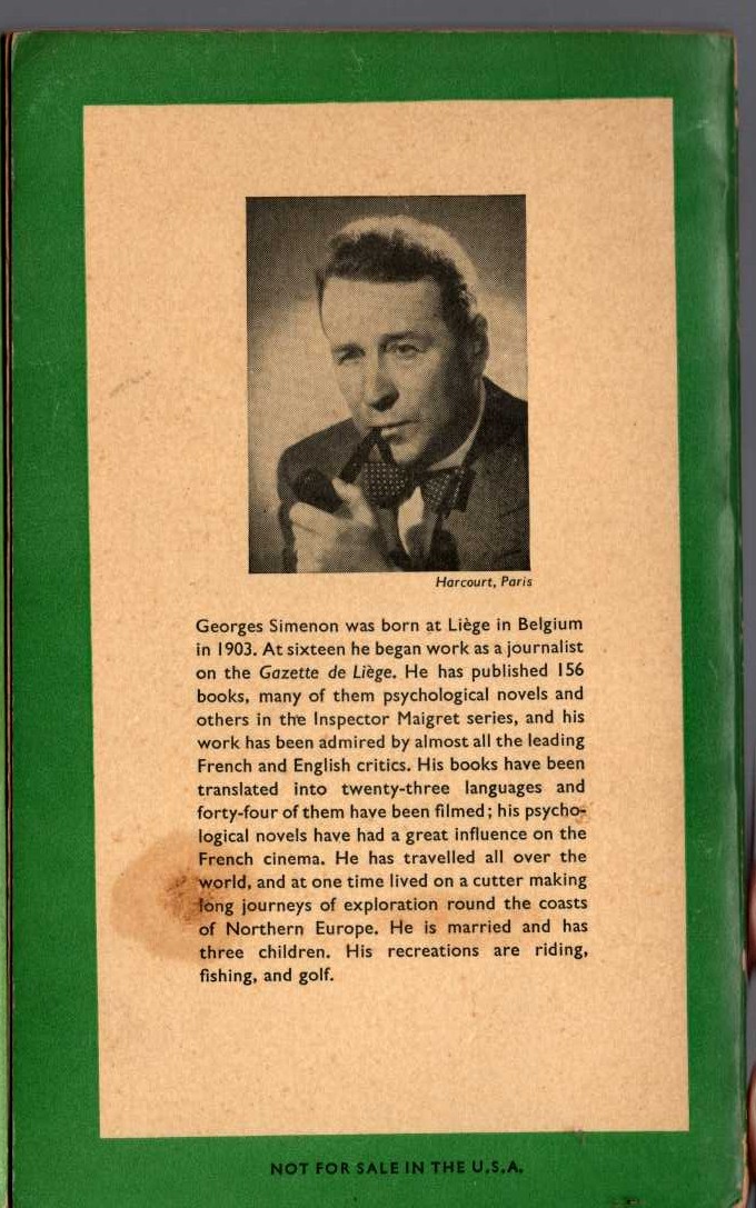 Georges Simenon  TO ANY LENGTHS magnified rear book cover image