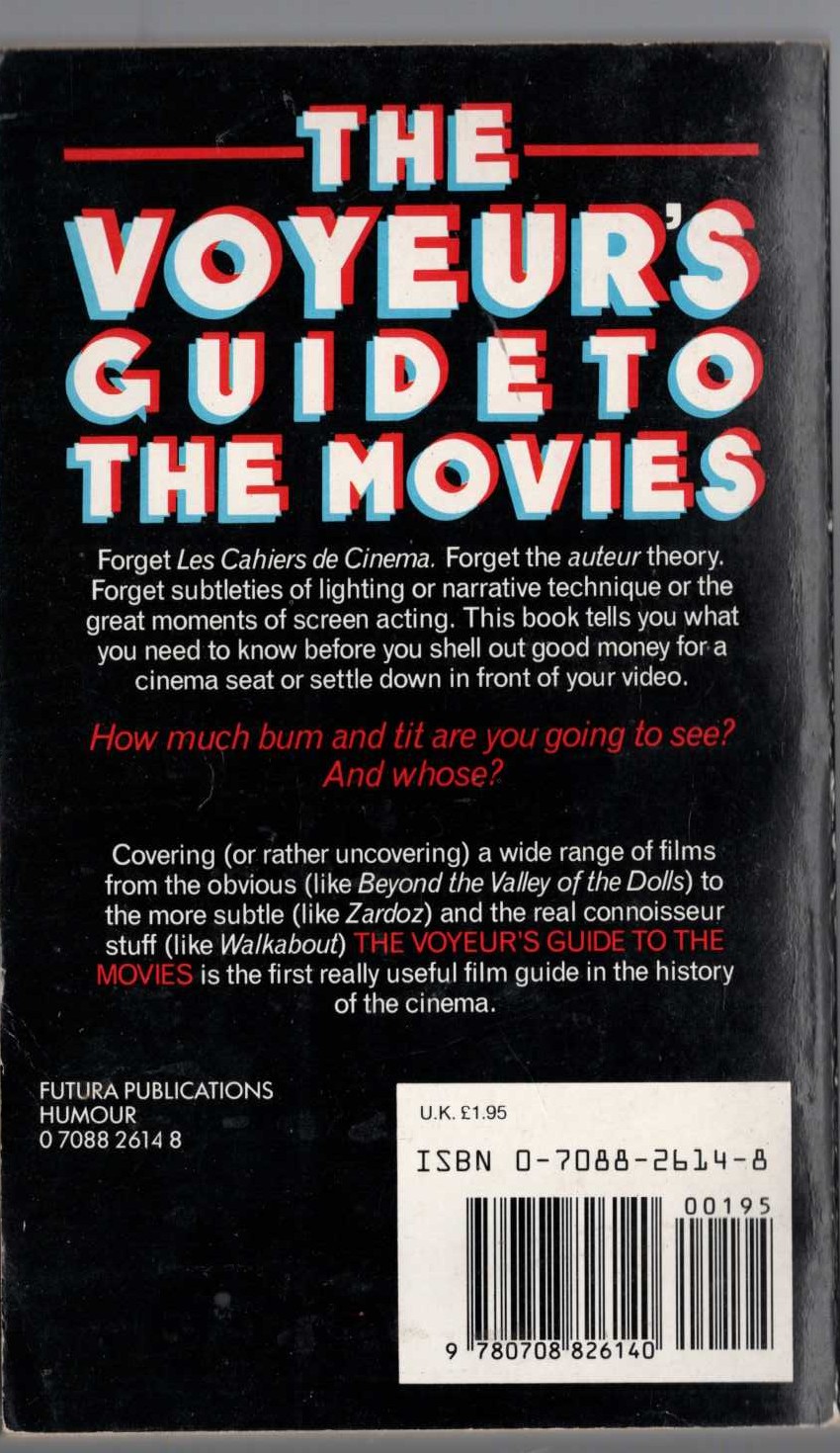 Tom Peep  THE VOYEUR'S GUIDE TO THE MOVIES magnified rear book cover image