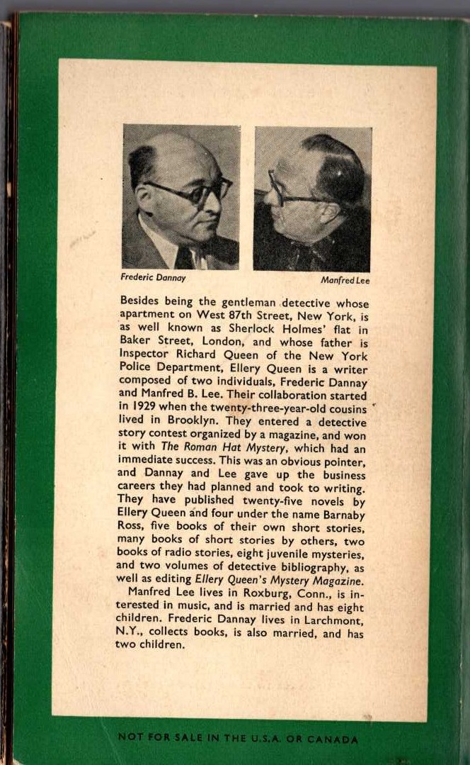 Ellery Queen  THE FOUR OF HEARTS magnified rear book cover image