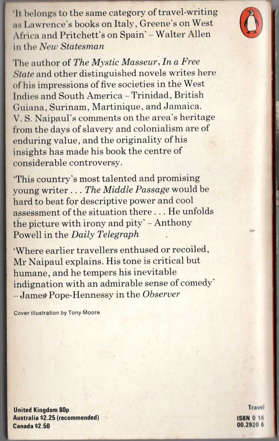 V.S. Naipaul  THE MIDDLE PASSAGE magnified rear book cover image