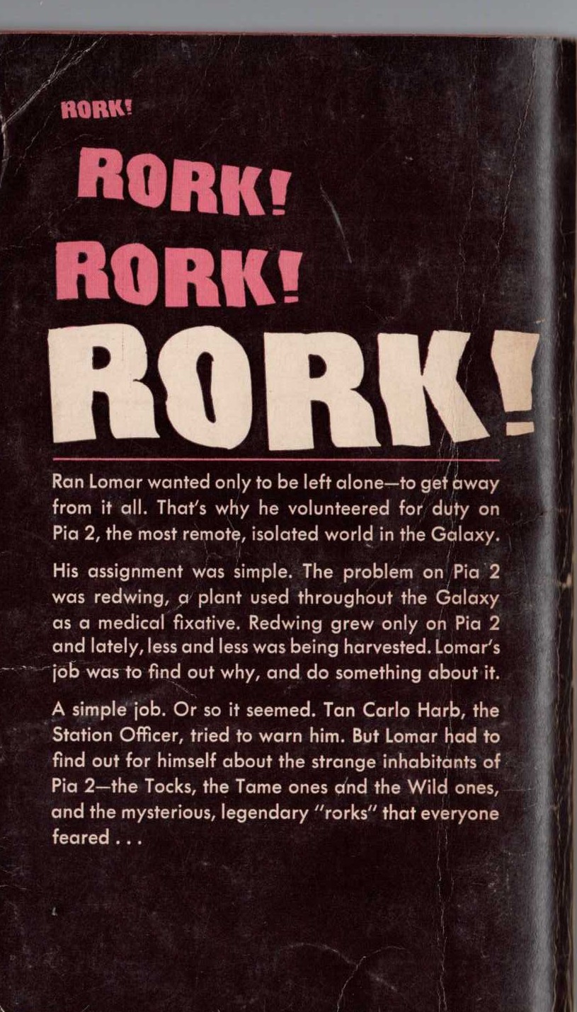 Avram Davidson  RORK! magnified rear book cover image