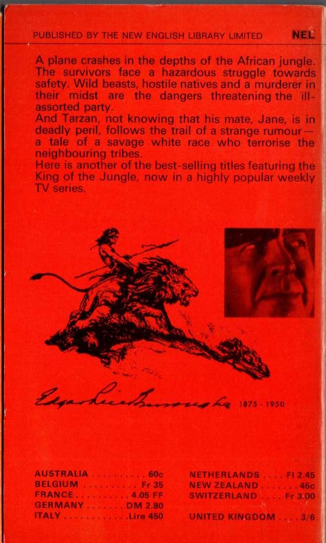 Edgar Rice Burroughs  TARZAN'S QUEST magnified rear book cover image