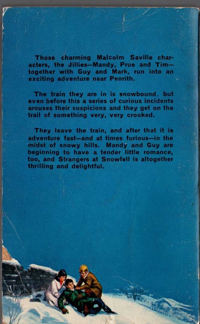 Malcolm Saville  STRANGERS AT SNOWFELL magnified rear book cover image