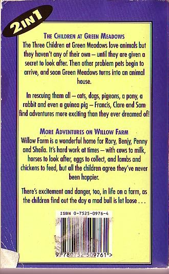Enid Blyton  ANIMAL STORIES: THE CHILDREN AT GREEN MEADOWS/ MORE ON WILLOW FARM magnified rear book cover image