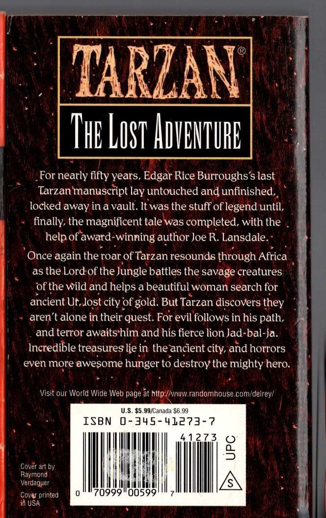 (Edgar Rice Burroughs & Joe R.Lansdale) TARZAN - THE LOST ADVNTURE magnified rear book cover image