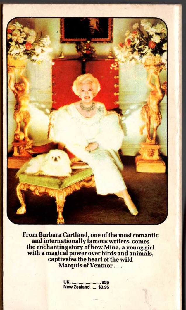 Barbara Cartland  WINGED MAGIC magnified rear book cover image