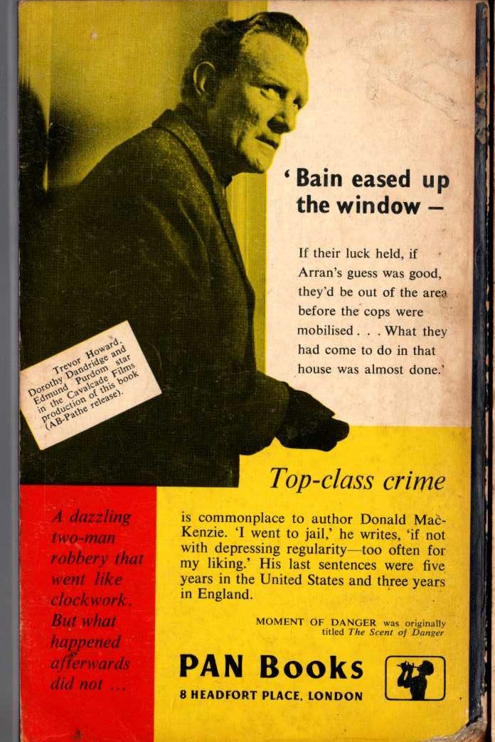 Donald MacKenzie  MOMENT OF DANGER magnified rear book cover image