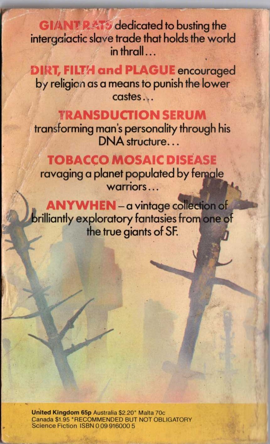 James Blish  ANYWHEN magnified rear book cover image