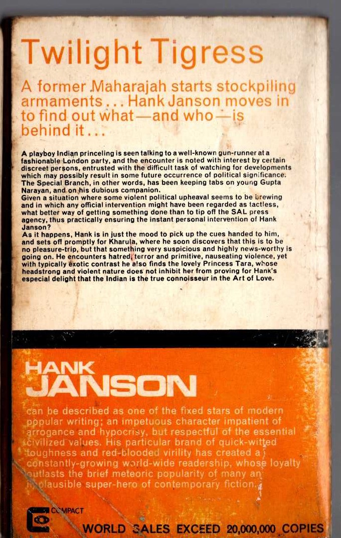Hank Janson  TWILIGHT TIGRESS magnified rear book cover image
