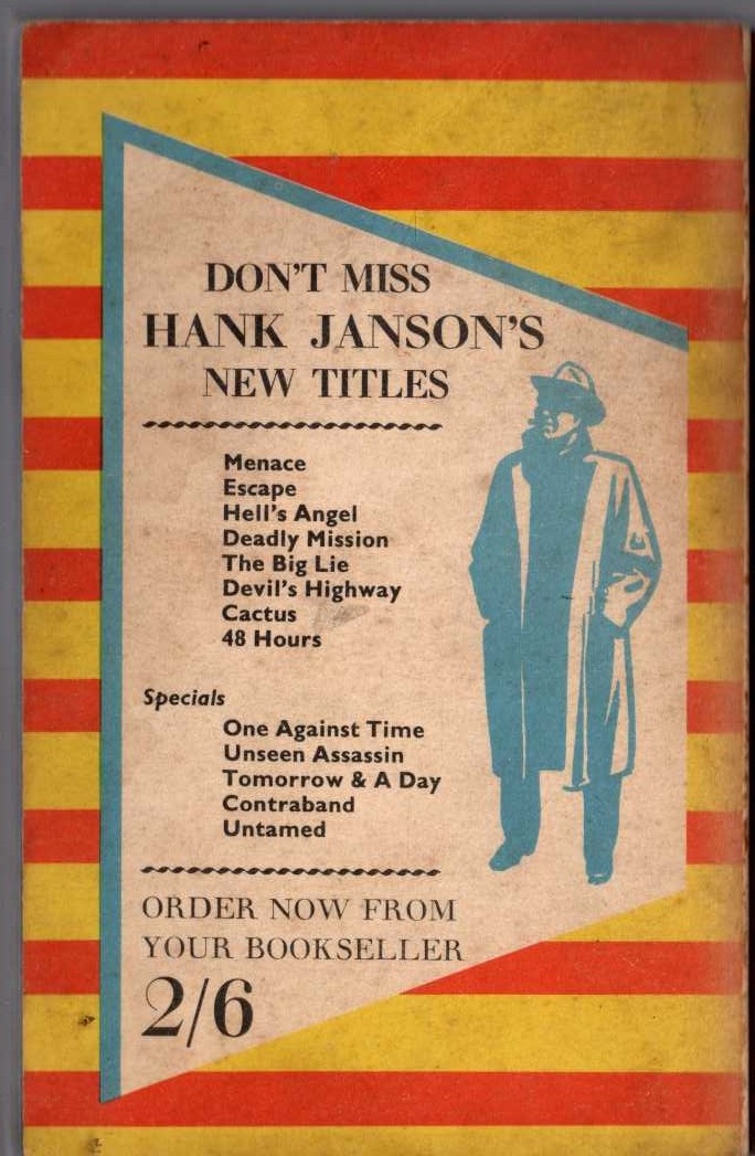 Hank Janson  THE BIG LIE magnified rear book cover image