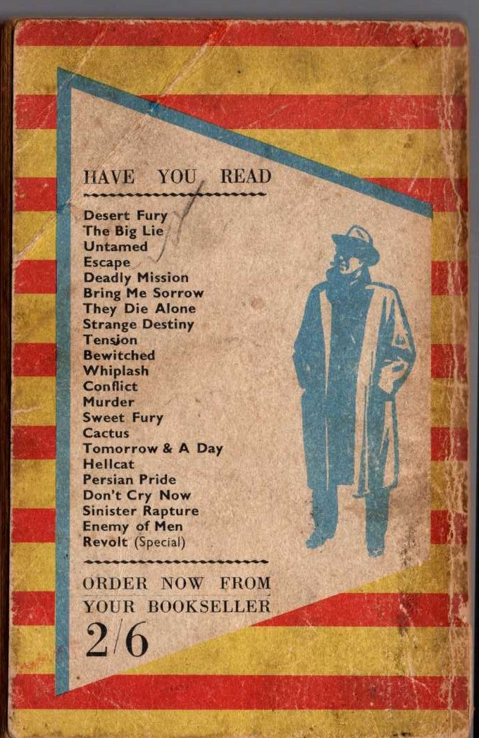 Hank Janson  STRANGE DESTINY magnified rear book cover image