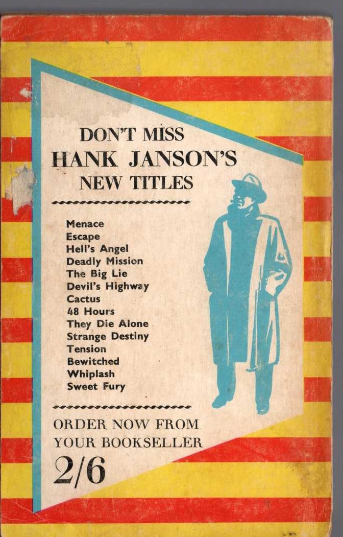 Hank Janson  DEVIL'S HIGHWAY magnified rear book cover image