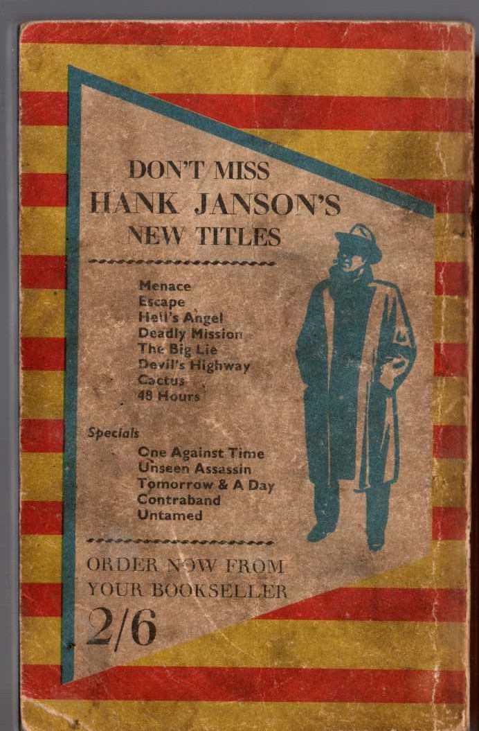 Hank Janson  ESCAPE magnified rear book cover image
