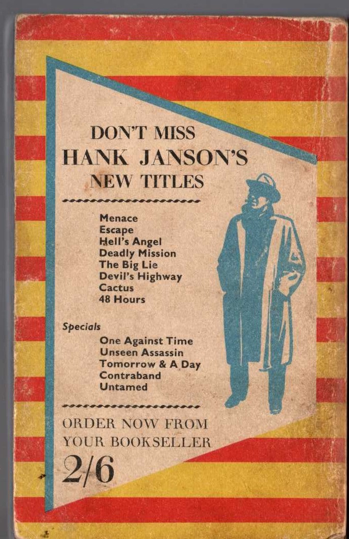 Hank Janson  DEVIL'S HIGHWAY magnified rear book cover image