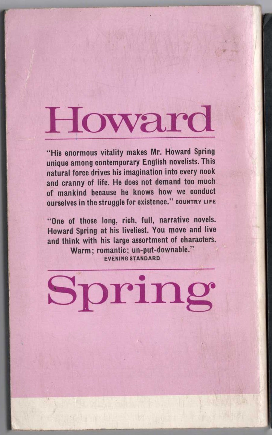 Howard Spring  TIME AND THE HOUR magnified rear book cover image
