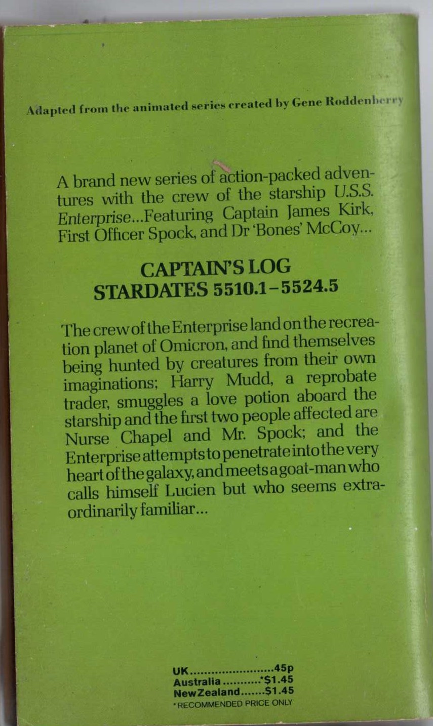 Alan Dean Foster  STAR TREK LOG THREE [3] magnified rear book cover image