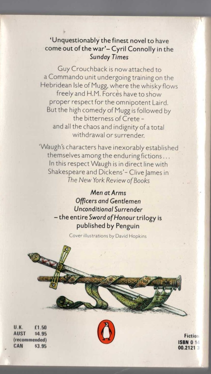 Evelyn Waugh  OFFICERS AND GENTLEMEN magnified rear book cover image