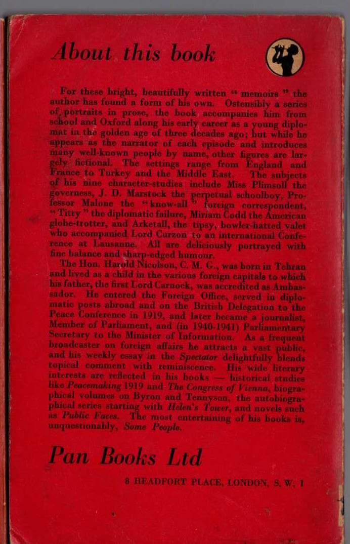 Harold Nicolson  SOME PEOPLE magnified rear book cover image