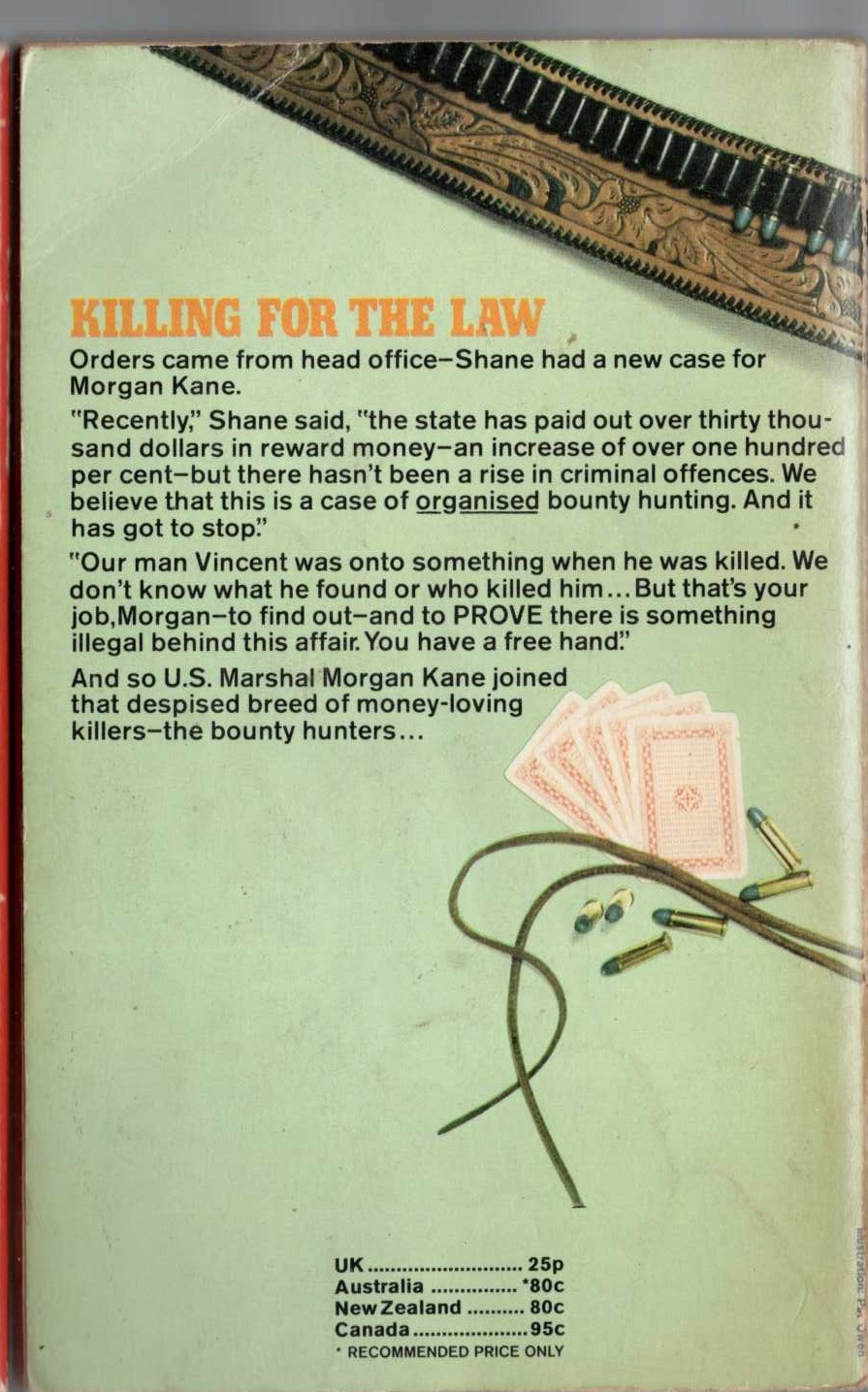 Louis Masterson  KILLING FOR THE LAW magnified rear book cover image