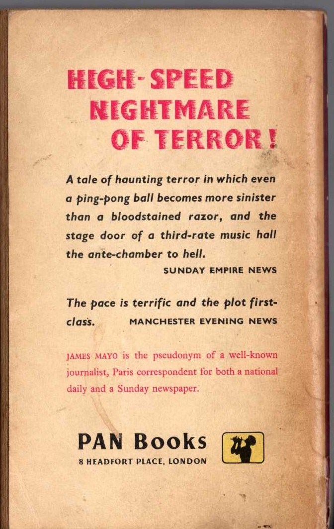 James Mayo  THE QUICKNESS OF THE HAND magnified rear book cover image