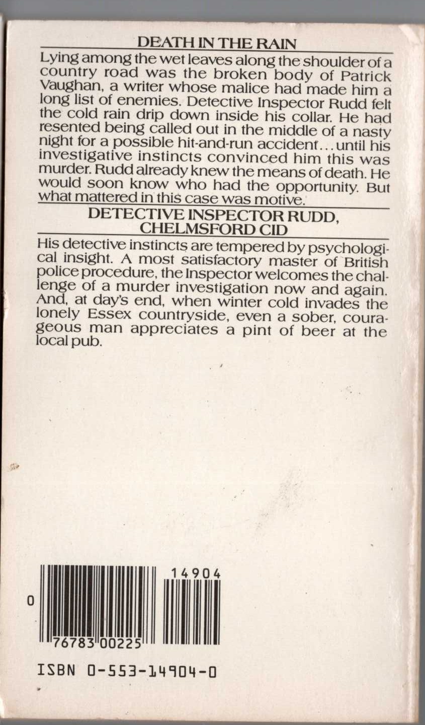 June Thomson  ALIBI IN TIME magnified rear book cover image