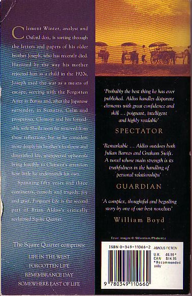 Brian Aldiss  FORGOTTEN LIFE magnified rear book cover image