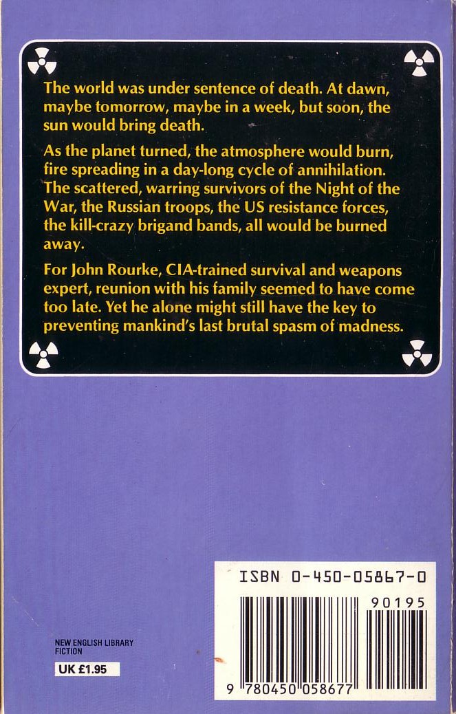 Jerry Ahern  THE SURVIVALIST No.9: Earth Fire magnified rear book cover image