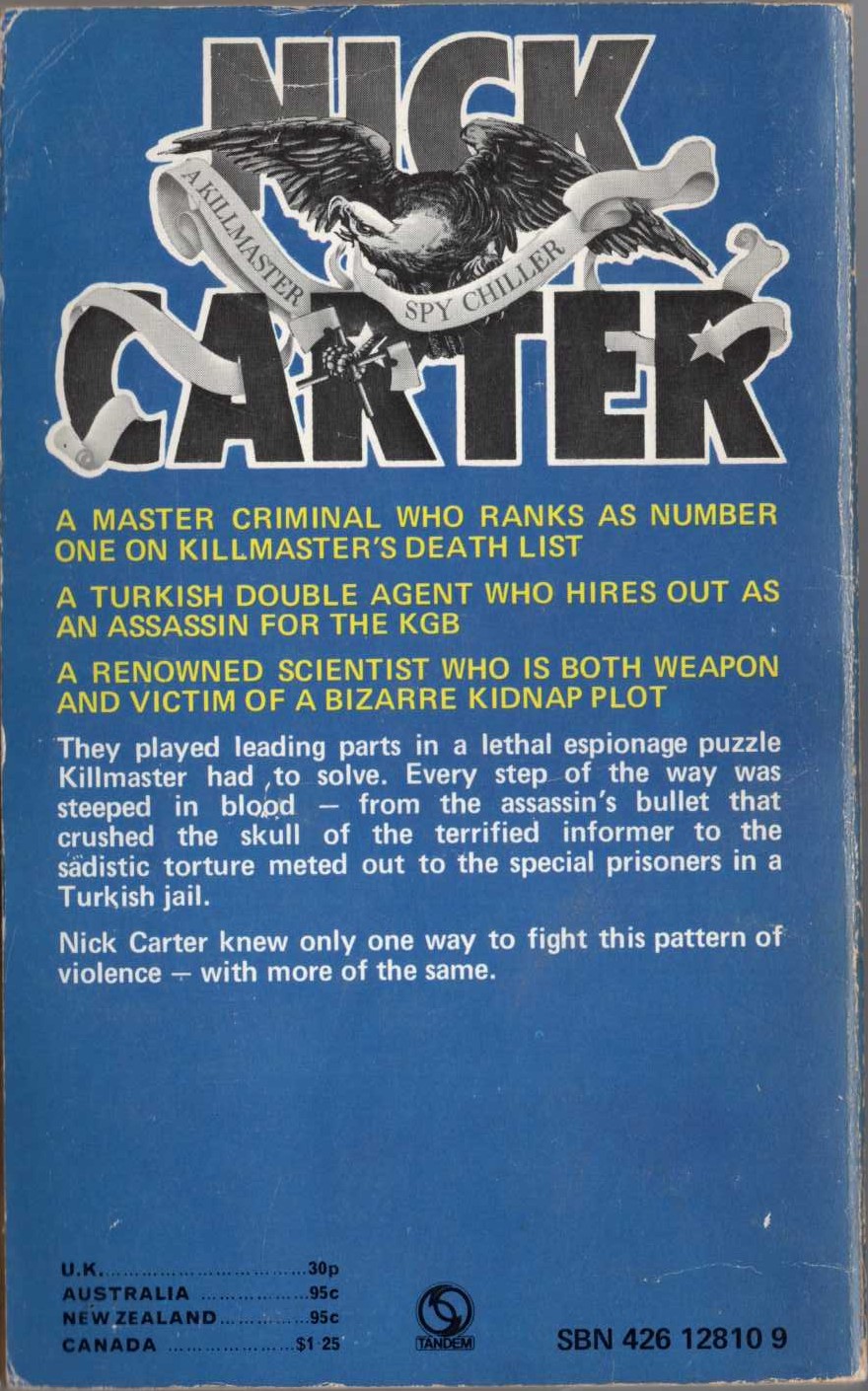 Nick Carter  STRIKE FORCE TERROR magnified rear book cover image