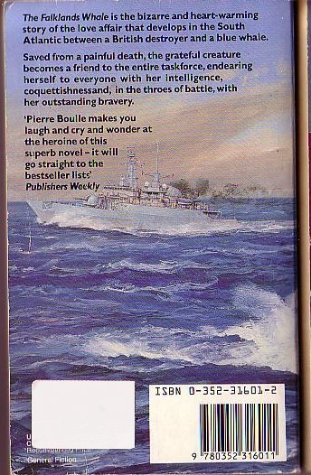 Pierre Boulle  THE FALKLANDS WHALE magnified rear book cover image