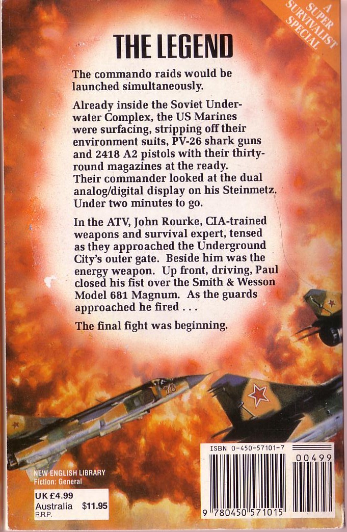 Jerry Ahern  THE SURVIVALIST: THE LEGEND magnified rear book cover image