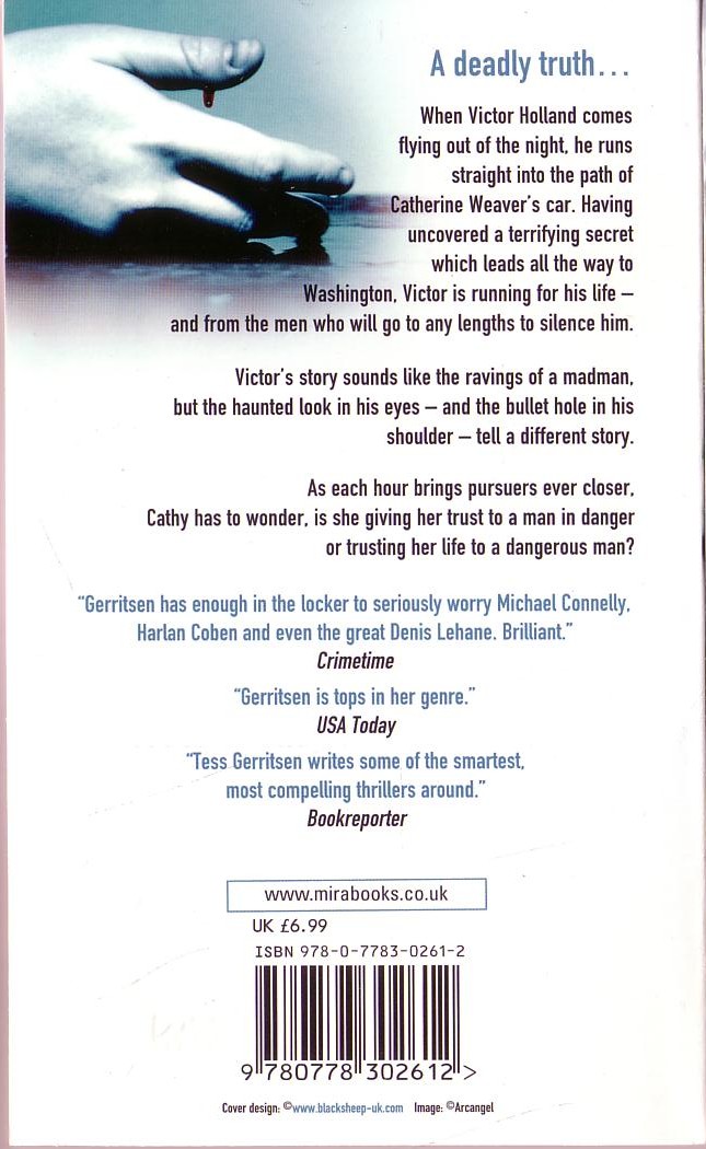 Tess Gerritsen  WHISTLE BLOWER magnified rear book cover image